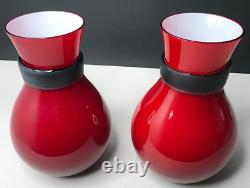 Murano Pair Vase Fasciati Signed Moore Salviati Vintage Antique