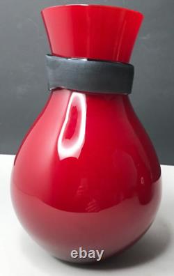 Murano Pair Vase Fasciati Signed Moore Salviati Vintage Antique