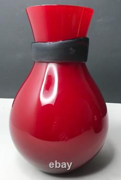 Murano Pair Vase Fasciati Signed Moore Salviati Vintage Antique