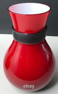Murano Pair Vase Fasciati Signed Moore Salviati Vintage Antique