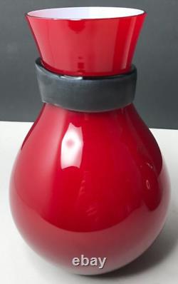 Murano Pair Vase Fasciati Signed Moore Salviati Vintage Antique