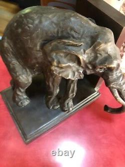 My Dads wonderful Desk. Elephant Book Ends solid bronze