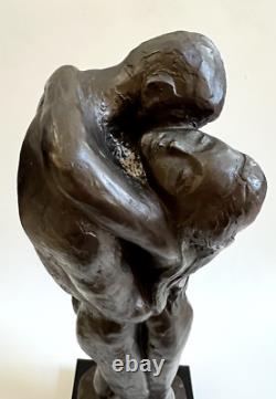 Nude Embrace Sculpture of a Couple by Austin Prod, Signed, 1981 Vintage, 21