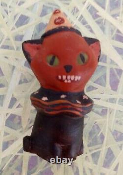 OOAK Signed Ginny Betourne, Trout Creek, Halloween Chalkware Pair, Witch & Cat