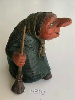 OTTO SVEEN Signed TROLL PAIR Hand Carved Wooden Norway Vintage