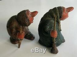 OTTO SVEEN Signed TROLL PAIR Hand Carved Wooden Norway Vintage