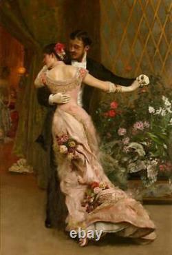 Old Master-Art Antique Oil Painting Portrait dance couple on canvas 24x36