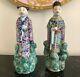 Old Pair Of Chinese Famille Rose Signed Porcelain Figurines