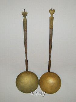 Old Vtg 20th Century Pair of Iron and Brass Dipper and Strainer. Signed T. Loose