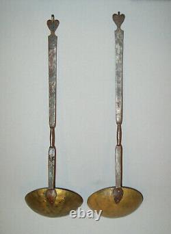 Old Vtg 20th Century Pair of Iron and Brass Dipper and Strainer. Signed T. Loose