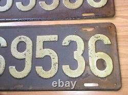 Old Vtg Antique 1914 Ny License Plate Automobile Car Truck Metal 69536 Pair Sign