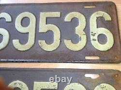 Old Vtg Antique 1914 Ny License Plate Automobile Car Truck Metal 69536 Pair Sign