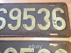 Old Vtg Antique 1914 Ny License Plate Automobile Car Truck Metal 69536 Pair Sign