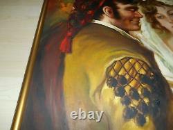 Old Vtg OIL PAINTING on CANVAS COURTING COUPLE Artist Signed L. PODRETTI