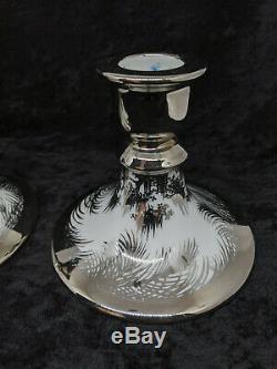 Olive Commons Miami Platinum Palm Ware Signed Candlesticks Pair