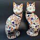 Oriental Vintage Imari Porcelain Cats Stunning Pair Of Figurines
