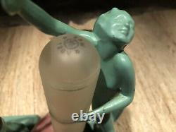 Original Frankart L206 Signed Art Deco Figural Pair Of Lamps Very Good Condt