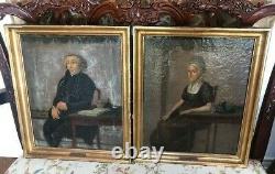 Original Pair Antique Aren Bakker (1806-1843) Dutch Painting Signed & Framed