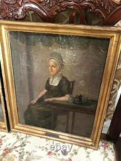 Original Pair Antique Aren Bakker (1806-1843) Dutch Painting Signed & Framed