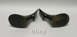 Original Pair Carl Aubock Solid Brass Mid Century Bookends Nice Patina & Signed