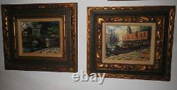 Original Signed VOLMAR Antique Oil Paintings matched pair