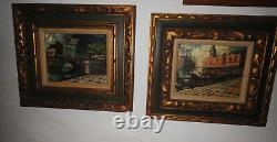 Original Signed VOLMAR Antique Oil Paintings matched pair