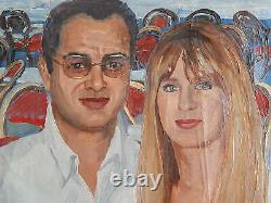 Original Soviet Oil Painting on canvas Portrait of a married couple Man & Woman