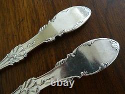 Ornate Pair of Sterling Silver Salad Serving Set Fork & Spoon Signed No Mono