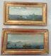 Outstanding Pair Of Antique Paintings Marine (seascape) On Wood Signed