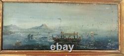 Outstanding Pair Of Antique Paintings Marine (seascape) On Wood Signed