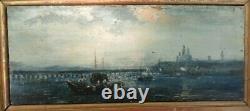 Outstanding Pair Of Antique Paintings Marine (seascape) On Wood Signed