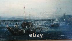 Outstanding Pair Of Antique Paintings Marine (seascape) On Wood Signed