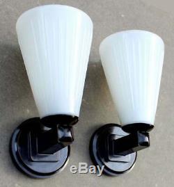 PAIR 1930s Art Deco Bakelite wall sconce lights NOS original German signed NEW