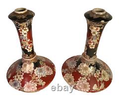 PAIR 19th Century Meiji Period Japanese Kutani or Taisho Vases Signed ca 1890