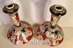 PAIR 19th Century Meiji Period Japanese Kutani or Taisho Vases Signed ca 1890