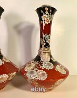 PAIR 19th Century Meiji Period Japanese Kutani or Taisho Vases Signed ca 1890