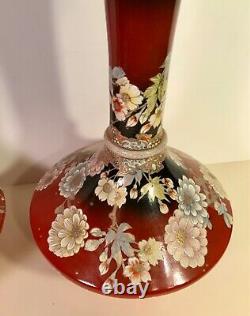 PAIR 19th Century Meiji Period Japanese Kutani or Taisho Vases Signed ca 1890