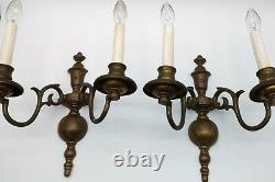 PAIR. 2-Branch E F Caldwell & Co Wall Lights, Sconces. Signed Bronze Rewired