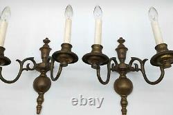 PAIR. 2-Branch E F Caldwell & Co Wall Lights, Sconces. Signed Bronze Rewired