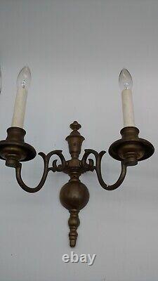 PAIR. 2-Branch E F Caldwell & Co Wall Lights, Sconces. Signed Bronze Rewired