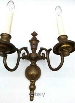 PAIR. 2-Branch E F Caldwell & Co Wall Lights, Sconces. Signed Bronze Rewired