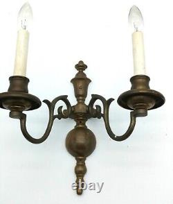 PAIR. 2-Branch E F Caldwell & Co Wall Lights, Sconces. Signed Bronze Rewired