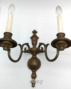 PAIR. 2-Branch E F Caldwell & Co Wall Lights, Sconces. Signed Bronze Rewired