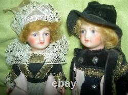 PAIR 5 antique bisque signed Paris France UNIS 301 jointed dollhouse dolls a/o