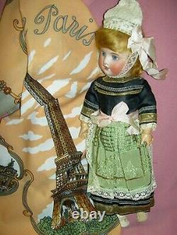 PAIR 5 antique bisque signed Paris France UNIS 301 jointed dollhouse dolls a/o