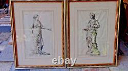 PAIR ANTIQUE ENGRAVINGS 17c BY JOACHIM VON SANDRART SIGNED AND FRAMED