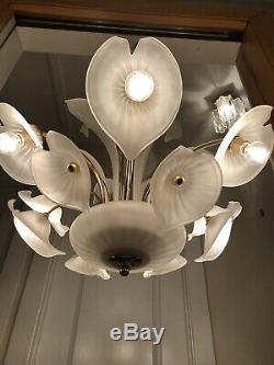 PAIR AVAILABLE XL Vintage Vetreria Murano Glass Sculptural Chandelier AMAZING