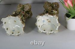 PAIR Antique Jacob petit signed 19thc Floral porcelain vases rare