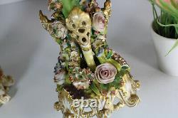 PAIR Antique Jacob petit signed 19thc Floral porcelain vases rare