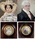 Pair Antique C. 1823 Portrait Miniatures, Man & Wife, Artist Signed Hermann, 1823